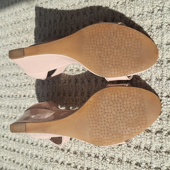 BP Ankle Strap Open Toe Nude Heels  7 - Picture 6 of 7